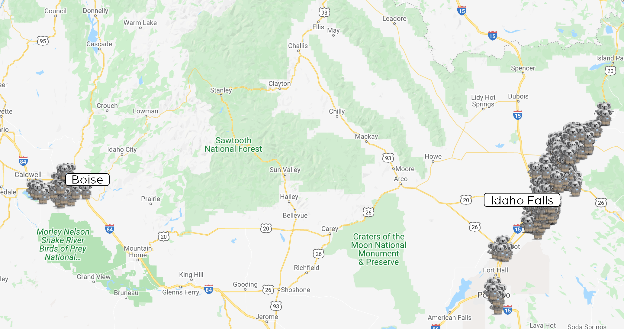 Lawn Buddies Service Area Map Idaho